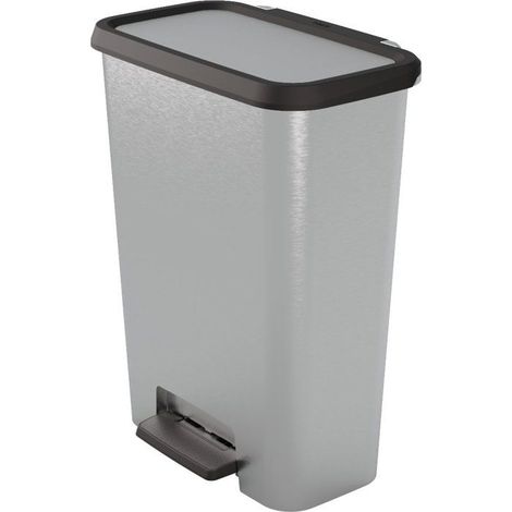 Pedaltrennsystem Duo - CURVER - COMPATTA - 23 L + 23 L - Grau mit Metalloptik - Polypropylen