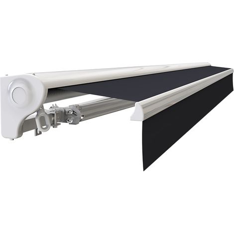 Store banne demi-coffre motorisé et manuel – Aluminium extrudé – Longueur 2.5 m – Largeur 2 m – Toile imperméable anti-UV gris anthracite – Sunny Inch