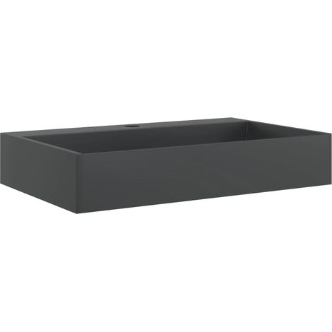 Vasque 60x38x11 cm fonte minérale/marbre noir mat