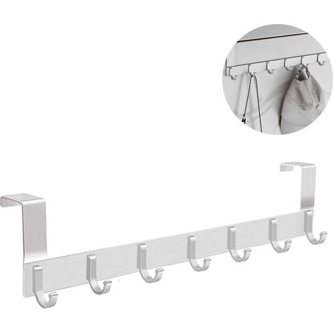 Porte-manteau suspendu porte 7 crochets, sans perçage, aluminium, réutilisable