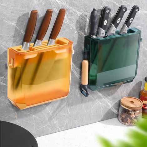 Vvikizy Range-Couteaux Cuisine Transparent Fixation Murale Espace de Rangement Support Bloc Accroche ustensiles (1/4)