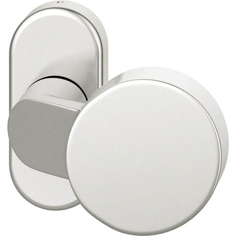 FSB FH Türknauf ø 50mm 070854 mit Rosette - Türknopf fest vernietet gekröpft, Aluminium silber eloxiert