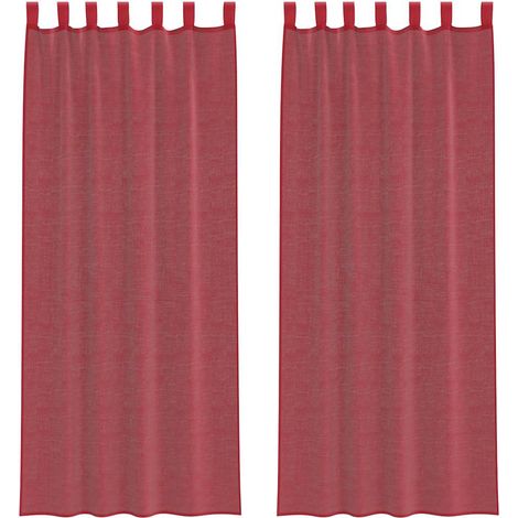 Maison Exclusive - Voile Vorhänge mit Schlaufen 2 Stk. Weinrot 14