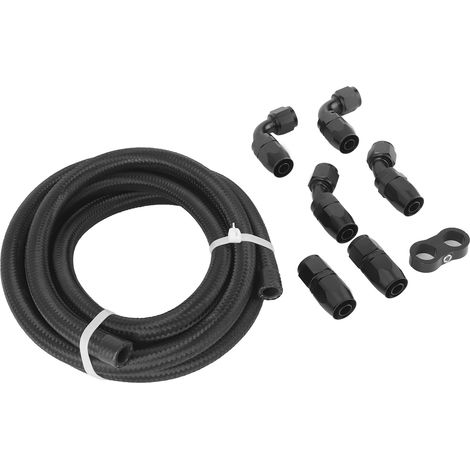Tuyau de carburant AN10 de 3 m (9,8 pi) avec kit de raccords, adaptateurs, séparateurs et colliers de serrage - Résistant à la corrosion - Universel (1/5)