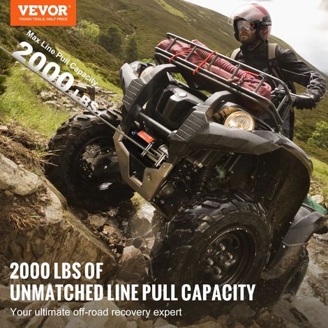 Treuil électrique 907 kg, 12 V CC treuil pour VTT/UTV avec câble en acier à 7 brins de Φ0,4 x 1188,7 cm, télécommande à distance filaire, étanchéité IP55, pour remorquage ,VTT, UTV, tout-terrain (1/5)