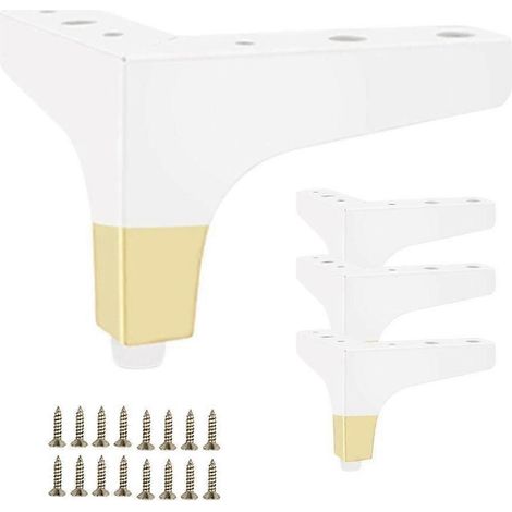 Pieds de meubles en métal robuste - pieds de remplacement pour canapés, armoires, lits et chaises, jaunes, 8 cm. (1/5)