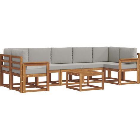 Conjunto de sofás de exterior 8 pcs Gris Natural y Claro vidaXL (1/5)