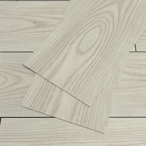 Rimovibile PVC Tile Adhesive Beige Wood Floor Covering PVC Adhesive Stickers Kitchen Tiles Garage Bathroom Bedroom 90 cm x 15 cm 12 Pieces (1/5)