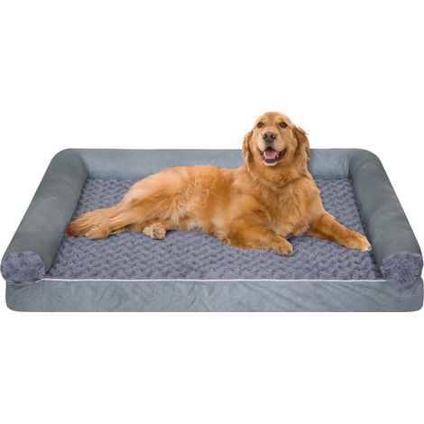Lit orthopédique imperméable pour chien avec mousse à mémoire de forme et forme en U, 75x50x15 cm