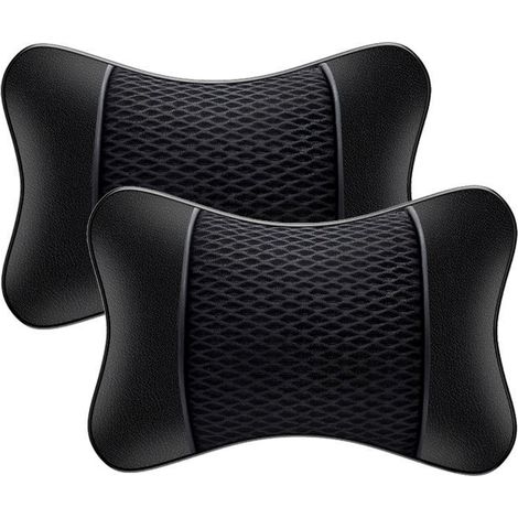 Oreiller cervical pour appui-tête de voiture 2 pièces, appui-tête pour siège d'auto, coussin de voiture en cuir et mousse à mémoire de forme, coussin de repose-nuque de voyage, appui-tête pour voyage,
