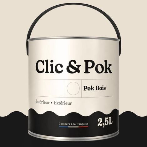 Peinture Bois Extérieur – POK BOIS - 2,5L - RAL 9001 - Blanc crème- Résistante aux intempéries - Ne s'écaille pas