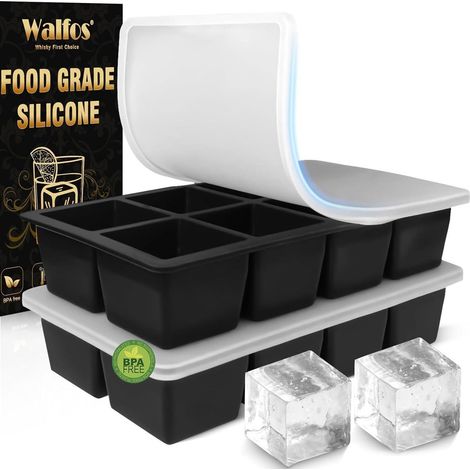 Große Eiswürfelform Silikon 2er-Pack mit Deckel, BPA-frei, spülmaschinenfest (1/5)