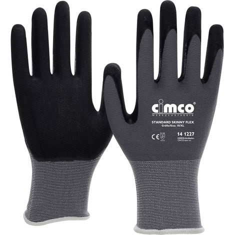 Cimco 141266 Standard Skinny Flex schwarz/grau Strickgewebe Arbeitshandschuh Größe (Handschuhe): 9,