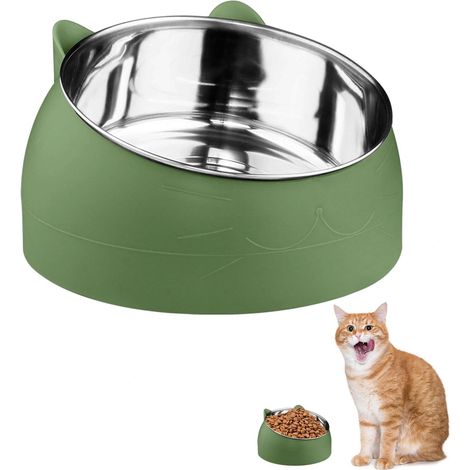Gamelle inclinée pour chat - 200 ml - Antidérapante - Facile à nettoyer - Passe au lave-vaisselle
Couleur: vert (1/5)