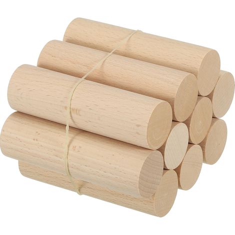 10 pcs Inachevé Bois Cheville Tiges Rond Chevilles Bois Dur Bâtons (1/5)