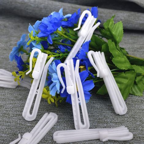 80 crochets de rideau en plastique / Crochets plissés réglables antidérapants à cliquet / Universels pour rideaux de douche, rideaux de porte et rideaux