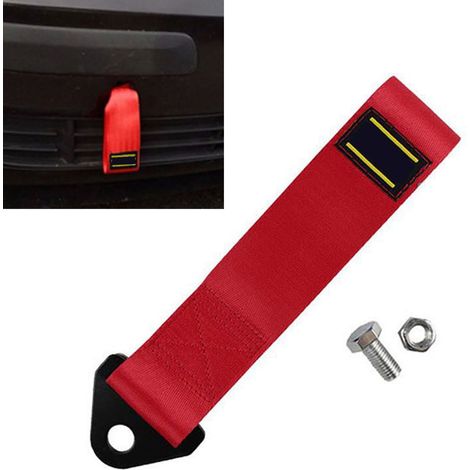 Sangle de remorquage universelle en nylon, charge 2000kg, haute résistance, rouge, ceinture de remorque pour voitures et véhicules. (1/5)