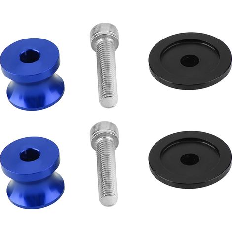 Lot de 2 entretoises bobines glisseurs bras oscillant moto support arrière aluminium CNC 6 mm bleu 3,2x3,8 cm (1/5)