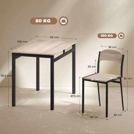 Ensemble de salle à manger 5 pièces, table et 4 chaises, ensemble table et chaises de cuisine gain de place, coin repas pour salle à manger ou cuisine, noir (1/5)