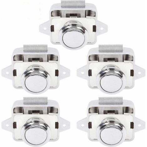 Bouton Poussoir Camping Car - Serrure Loquet Porte Fermeture Placard Bouton pour RV caravane de moteur 5 pièces Argent (1/5)