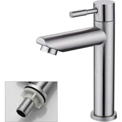 Grifo de baño solo para agua fría, mezclador de lavabo con acabado cromado y cobre duradero, XU, grifo para lavabo con cartucho aireador extraíble para facilitar la limpieza o el reemplazo, AAFGVC - K (1/3)