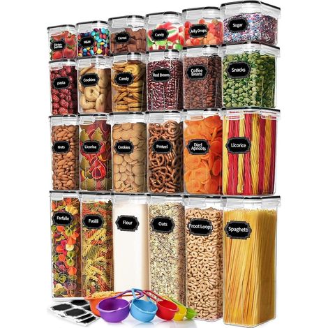 Vorratsdosen Set 24 Stück, BPA-frei, luftdicht, stapelbar, mit Etiketten (1/5)
