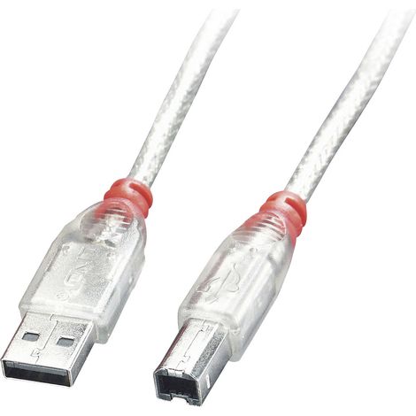 LINDY USB-Kabel USB 2.0 USB-A Stecker, USB-B Stecker 0.50 m Transparent 41751