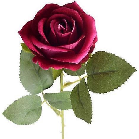 Branche de rose artificielle avec tige - Décoration florale artificielle pour la maison, les mariages et les fêtes - Accessoires photo pour la maison et l'extérieur (jardin).rouge vin (1/5)