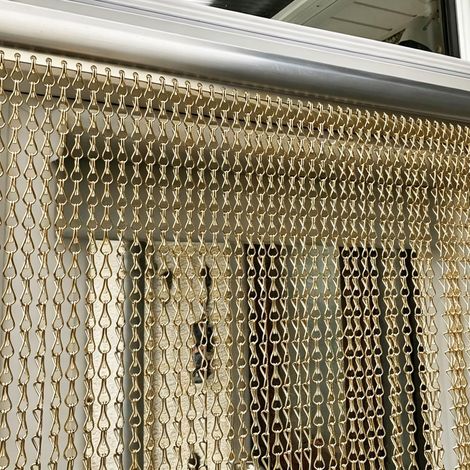 Store à Enrouleur en Aluminium 90 × 200 cm avec chaîne, Anti-Mouches et Anti-Insectes, pour la Protection Contre Les nuisibles, pour Portes et fenêtres, décoration d'intérieur (doré) (1/5)