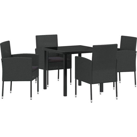 Garden Dining Set with Cushion 5 pcs Black Poly rattan vidaXL (1/5)