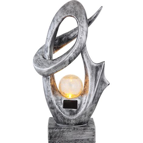 Globo – Lampe solaire extérieure décorative effet feu – Boule de verre craquelé – 1x LED 3000K blanc chaud – IP44 – Autonomie 8h – L25,5x11xH45cm