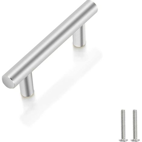 ZOLGINAH 10 Unités En argent acier inoxydable Boutons De Porte Tirer La Poignée De Meubles avec Vis pour Tiroir Meuble Cuisine Cuisine Home Decorating, Trou à Trou Centre Distance 96 mm (1/5)