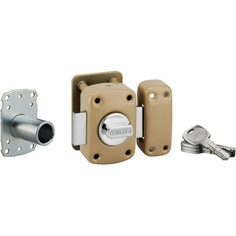 Thirard – Verrou à bouton Transit 2 A2P pour porte d'entrée – Cylindre 40mm en acier – 4 clés fournies – Plaque de blindage pour sécurité renforcée
