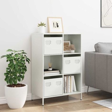 Buffet de Cuisine Blanc 68x39x103,5 cm - Meuble Rangement Haute avec Structure en Acier, Étagère de Stockage Moderne pour Salle à Manger et Salon (1/5)