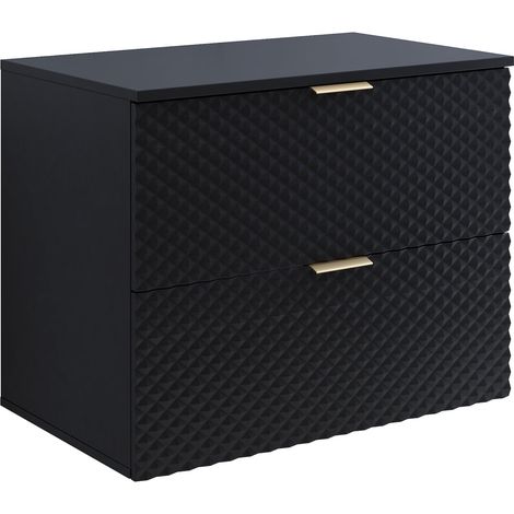 Mobile lavabo da bagno Borneo 80 x 49 x 63 cm – Nero opaco – Mobile da bagno sospeso con 2 cassetti (1/5)