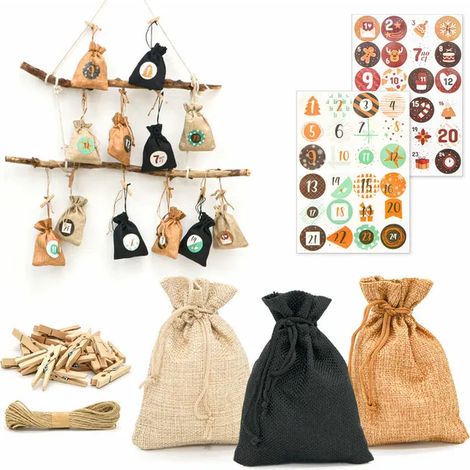 Calendrier de l'Avent personnalisable 24 pochettes cadeaux DIY kit de Noël à décorer - Activité créative pour préparer les fêtes - Format 93004724 (1/3)