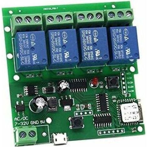 4 canaux WIFI Momentary Inching Relais Module d'interrupteur de sécurité automatique, contrôleur de porte de garage WiFi DIY (5-32 V) (1/3)