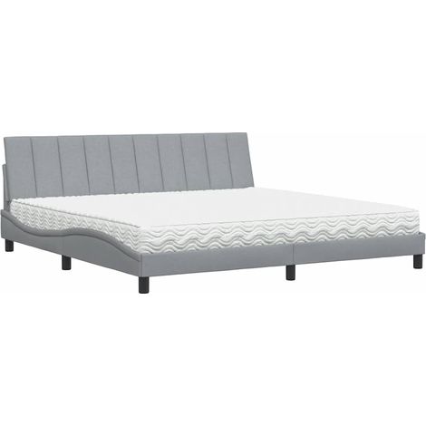 Letto con Materasso Hanko Grigio Chiaro 200x200 cm in Tessuto vidaXL (1/5)