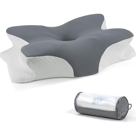 Cuscino cervicale ergonomico, cuscino ortopedico in memory foam per il collo, cuscino di supporto per il collo, cuscino per il dolore cervicale, per dormire su un fianco o sulla schiena. (1/5)