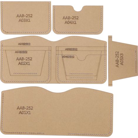 5Pcs Acrylic Template Short Wallet DIY HandMade Leather Pattern Mold Craft Tools (1/5)