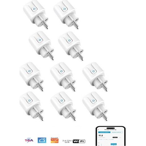 Lot de 10 prises connectées Wi-Fi compatibles Google Home et Amazon Alexa, avec minuterie et suivi de consommation via application