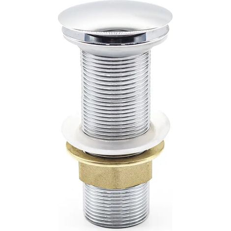 Piletta di scarico click clack universale per lavabo senza troppo pieno in ottone cromato corpo 120 mm Noana (1/2)