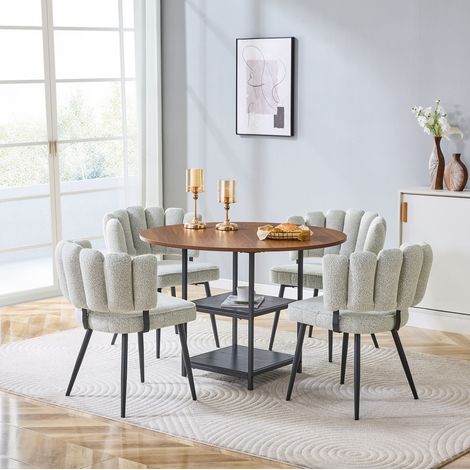 Esstisch-Set rund 107 cm mit 4 Stühlen und Stauraum OKMYHOME (1/5)