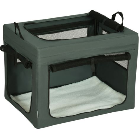 69cm Grey Pet Carrier with Cushion for Small and Miniature Dogs - Ideal Travel Solution (1/5)