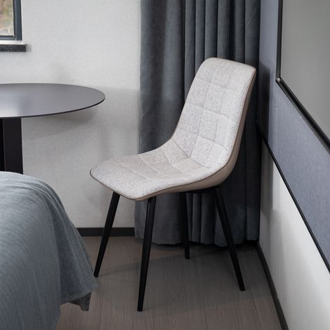 REDOM Lot de 2 chaises salle à manger rembourrées confort design lin similicuir métal gris (1/5)
