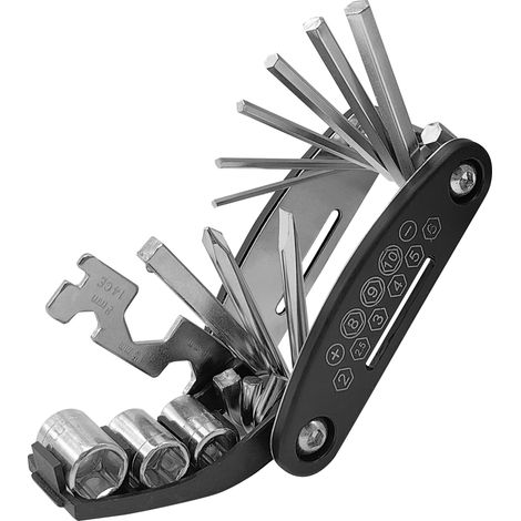 Outil multifonction 13 en 1 pour guitare acoustique, basse, livré avec 6 tailles de clés Allen pliantes, tournevis, trois tailles de clés à douille et autres outils (1/4)