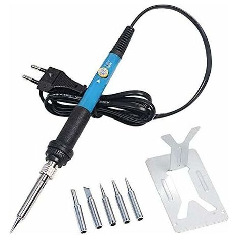 DEESSE SHOP - Poignée de fer à souder électrique à température réglable 60 W, outil de crayon chauffant avec pointes de fer pour souder, réparation de soudure (prise UE) (1/5)