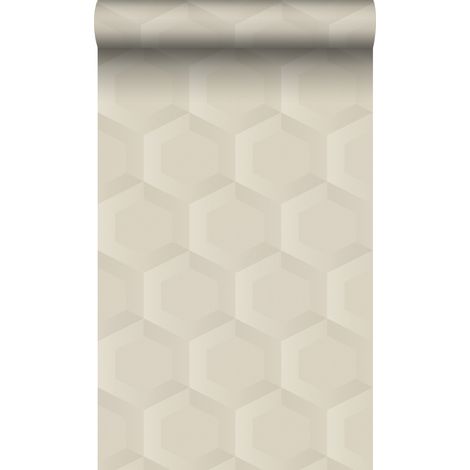 papier peint hexagone 3d beige clair  - Origin Wallcoverings (1/5)
