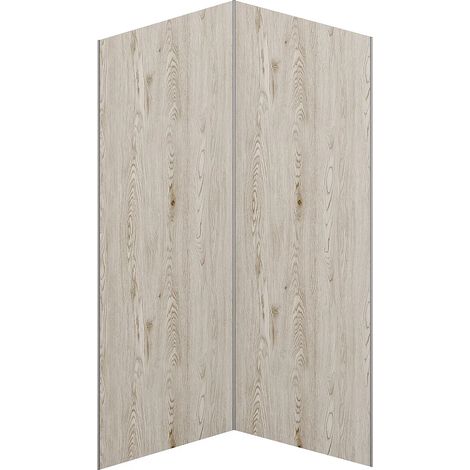 Pannello per parete da doccia effetto legno chiaro in alluminio con profili 2xL90xH210 cm - Lotto di 2 - ENEKO
