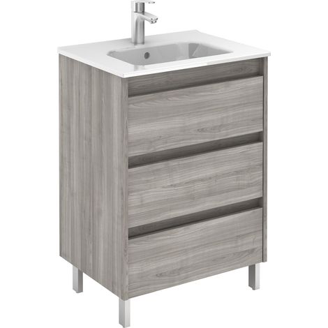 ROYO SANSA Mueble de Baño con Lavabo 3 Cajones Gris Arenado - Medida: 60 CMS - ref: C0072558 (1/2)